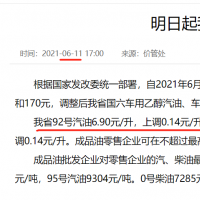 31天內(nèi)三連漲 今日河南92號(hào)汽油上調(diào)0.06元/升